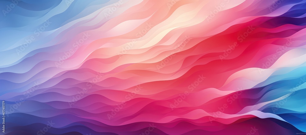 In a visually dynamic and wide-format composition, a seamless color gradient gracefully captures the rhythmic patterns of waves. Illustration