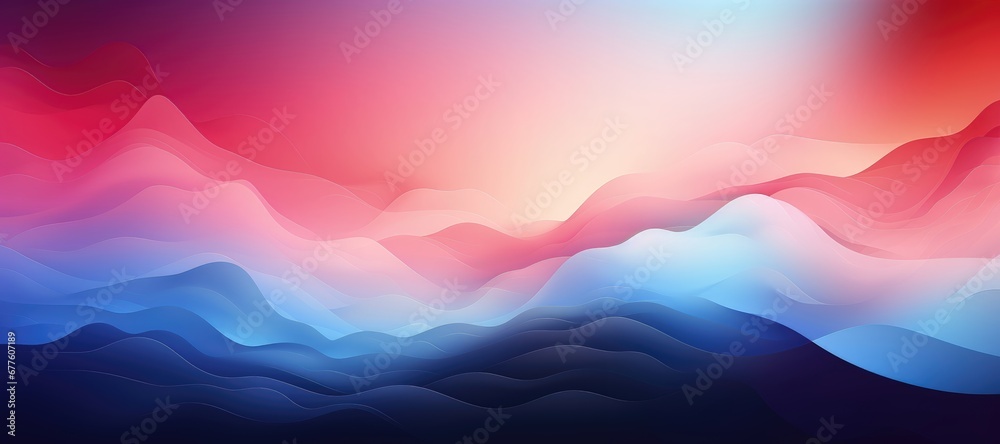 In a wide-format composition, a seamless color gradient captures vibrant waves, creating a visually dynamic abstract background. Illustration