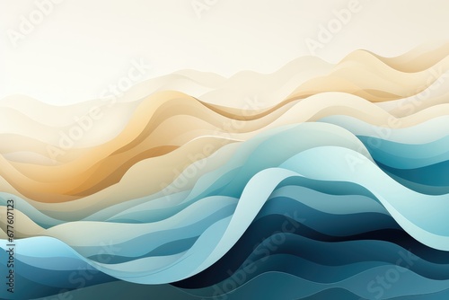 In a visually dynamic composition, a seamless color gradient gracefully captures the rhythmic patterns of waves. Illustration