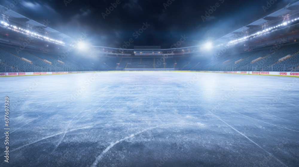 Empty hockey ice rink sport arena Empty hockey ice rink sport arena