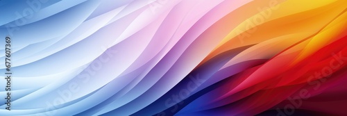 In a wide-format composition, a seamless color gradient contributes to the creation of visually captivating dynamic flows in an abstract background. Illustration