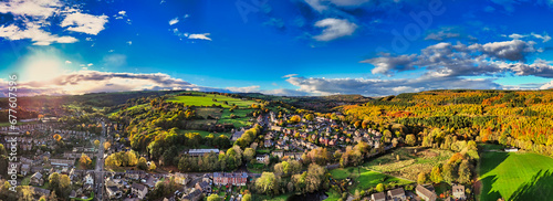 Aerial view Oughtibridge, Drone footage UK