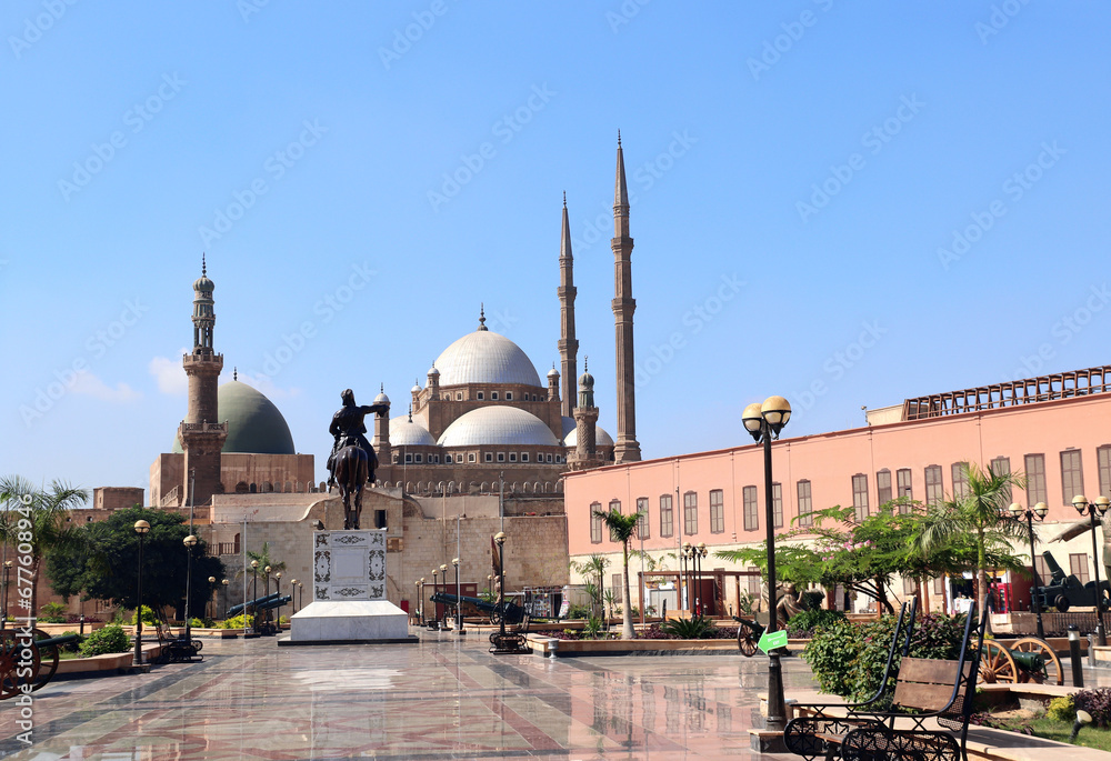 Great Mosque of Muhammad Ali Pasha in ancient Cairo Citadel, Egypt, North Africa. Famous landmark of Cairo - ottoman era Alabaster Mosque in Citadel