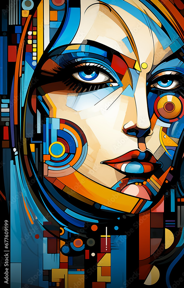 Girl portrait in style of cubism art, perfect, Attractive look Girl portrait in style of cubism art, perfect, Attractive look
