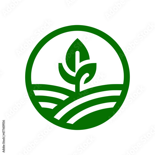 Agriculture logo design. Agronomy logo with plants on a fields. Vector illustration.