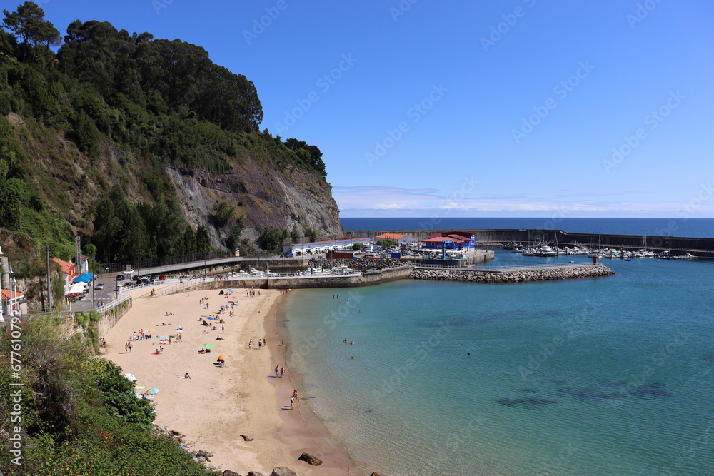Beautiful beach in the town of Lastres in Asturias