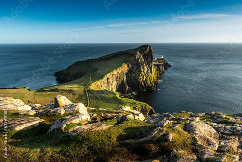 Neist Point lighthouse panorama view, Scotland, Isle of Skye photo