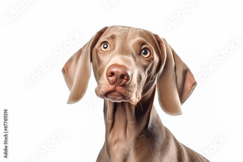 Head of Weimaraner dog on white background