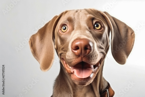 Head of Weimaraner dog on white background