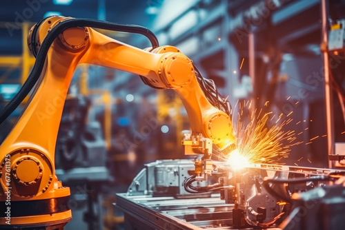 AI powered robots autonomously adapt to changing manufacturing conditions, making real-time adjustments to optimize performance and minimize errors. photo