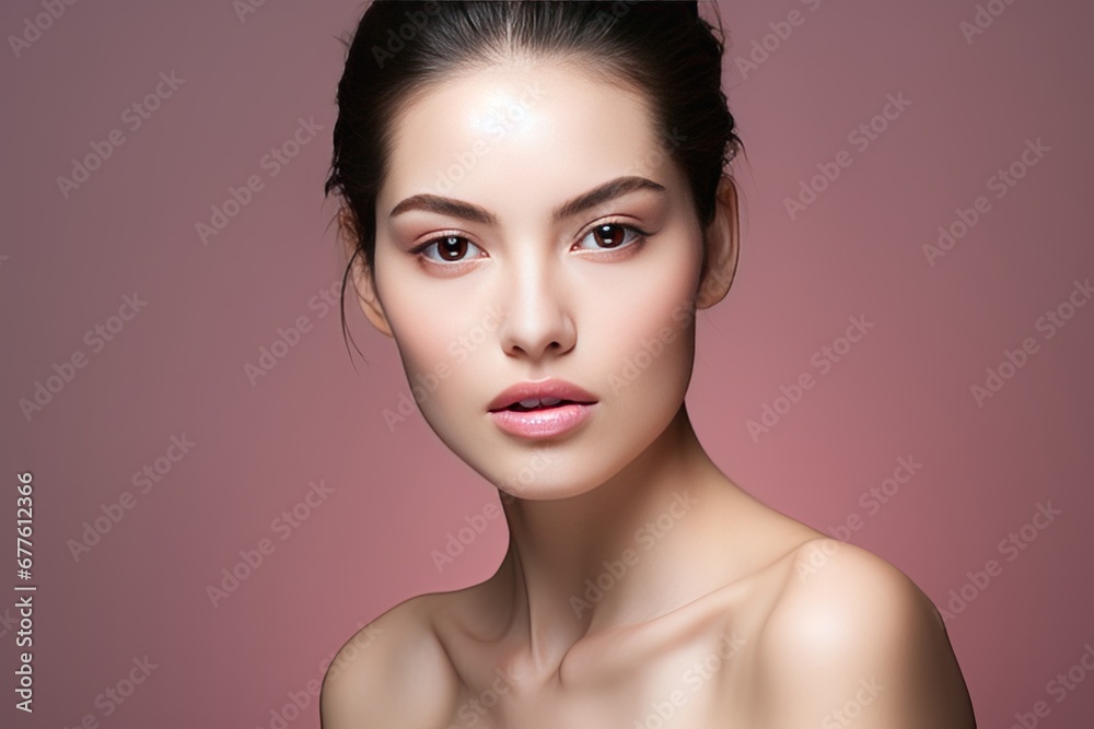 Beautiful Asian woman smiles and radiates happiness, showcasing her healthy, glowing skin Beautiful Asian woman smiles and radiates happiness, showcasing her healthy, glowing skin