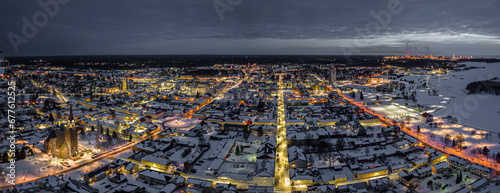 Lights of Raahe city at nighttime, Finland