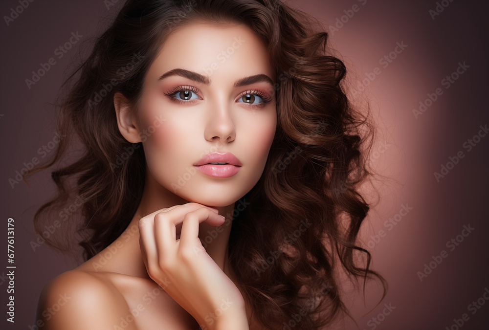Radiant Beauty: Brunette Model with Glowing Skin Radiant Beauty: Brunette Model with Glowing Skin