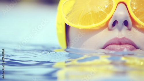 young woman in yellow sungl...