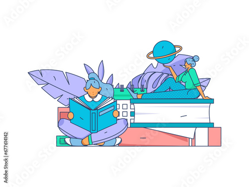 Education learning people flat vector concept hand drawn illustration
