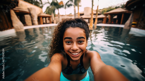 multiracial 20s, woman swim...
