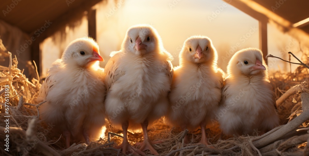 family of three chickens
