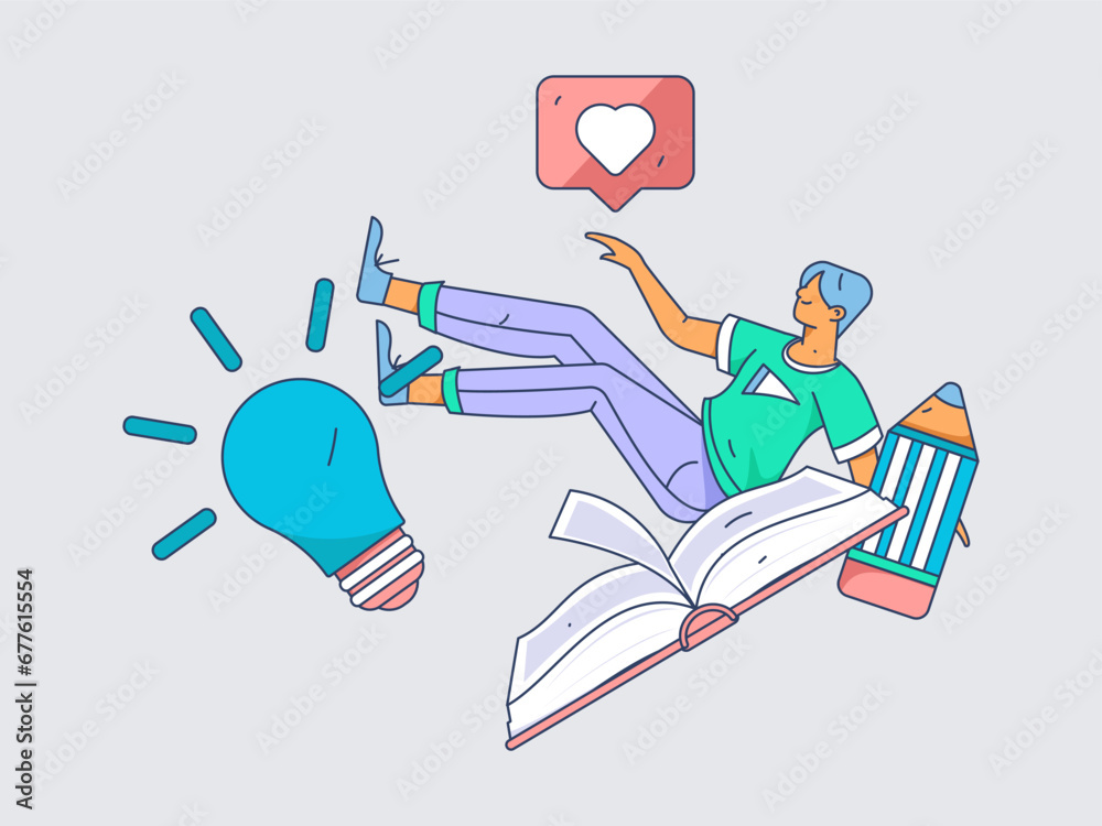 Education learning people flat vector concept hand drawn illustration
