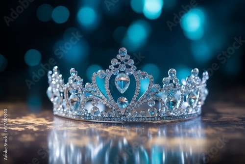 The dazzling intricacy of a tiara captured in a close-up shot during a New Year's celebration