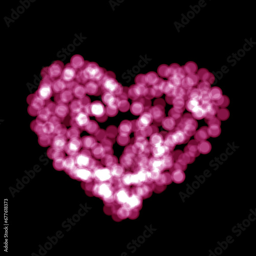 Beautiful bokeh shines with a special light. Heart glitter.