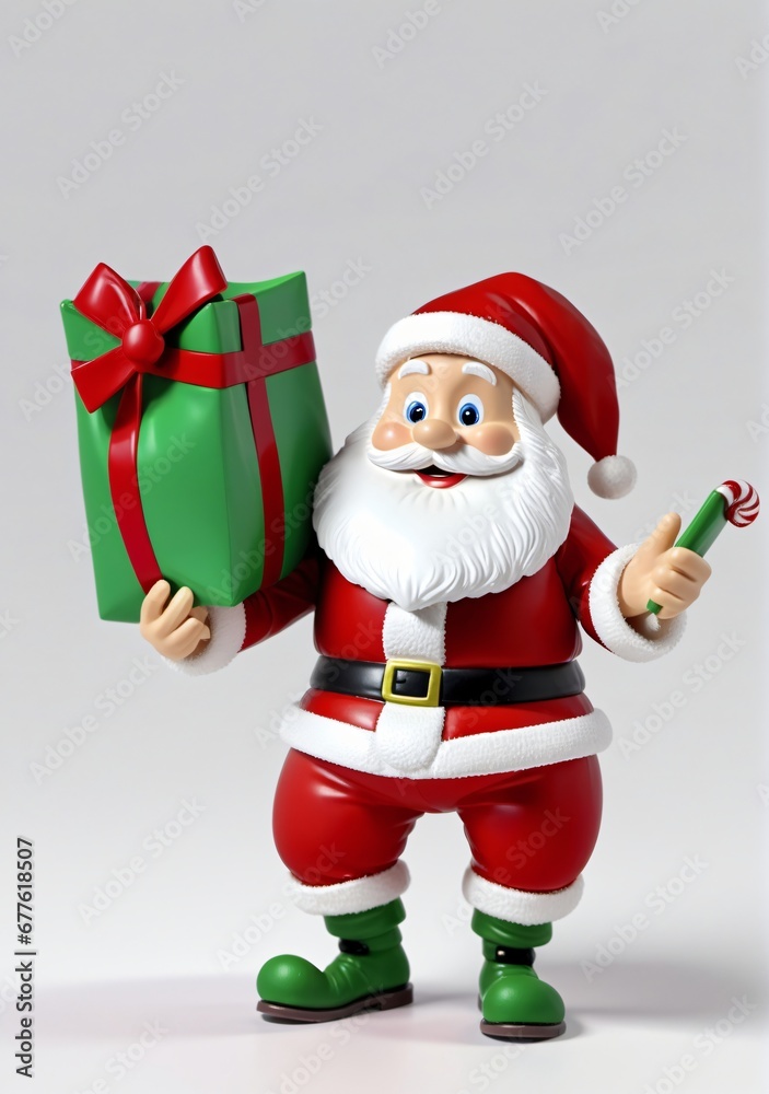 3D Toy Of Santa Claus Checking His Naughty And Nice List On A White Background. 3D Toy Of Santa Claus Checking His Naughty And Nice List On A White Background.