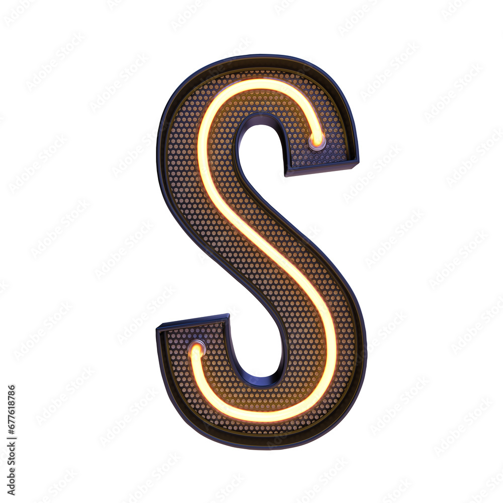 Neon retro Alphabet letter isolated on transparent background. 3d illustration. Png Neon retro Alphabet letter isolated on transparent background. 3d illustration. Png