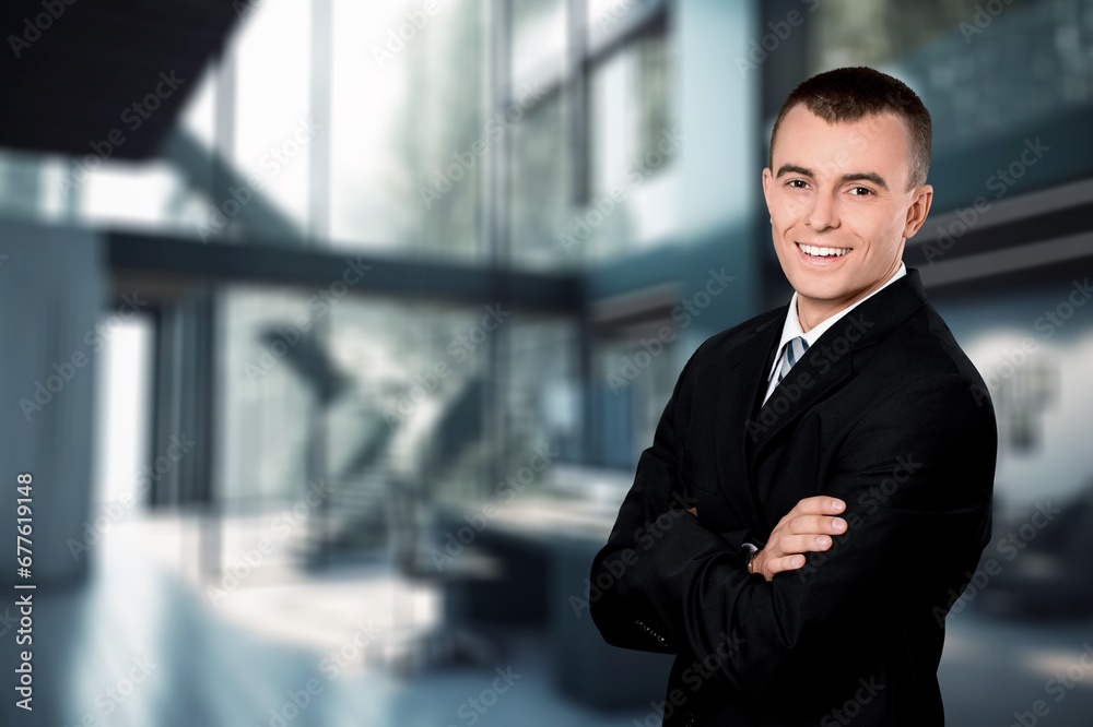 Happy confident business man professional with arms crossed, AI generated image Happy confident business man professional with arms crossed, AI generated image