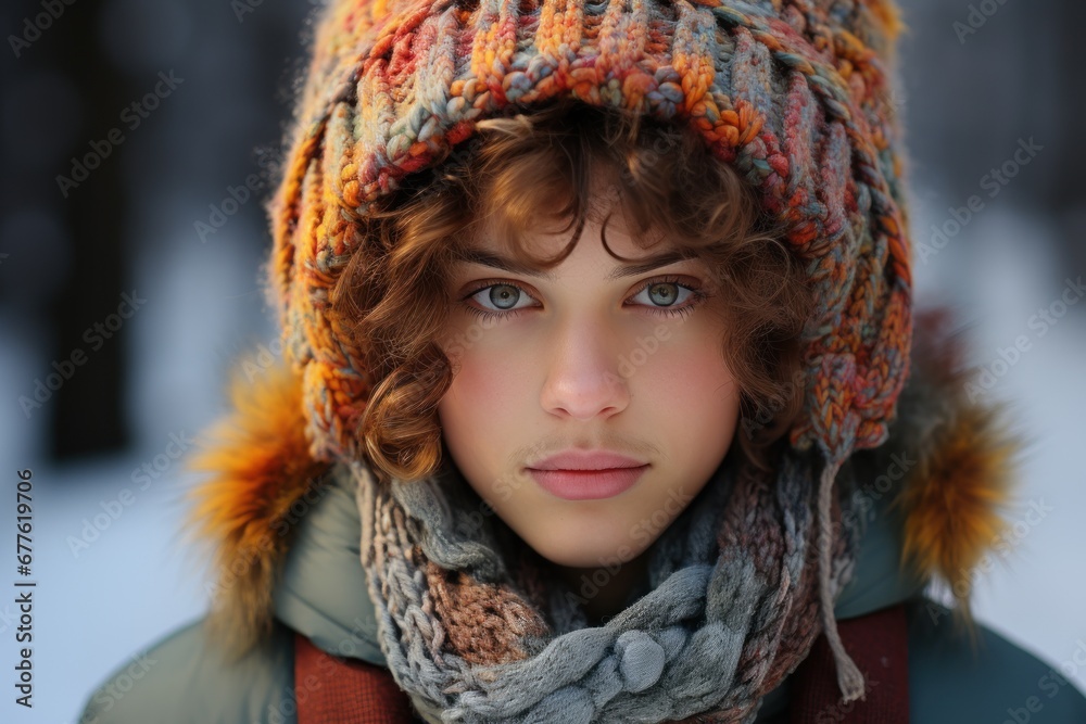 portrait of a woman in winter clothes portrait of a woman in winter clothes