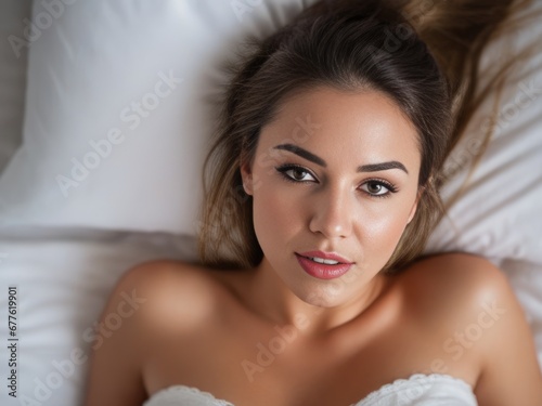 Beautiful woman getting sexual satisfaction orgasm in bed