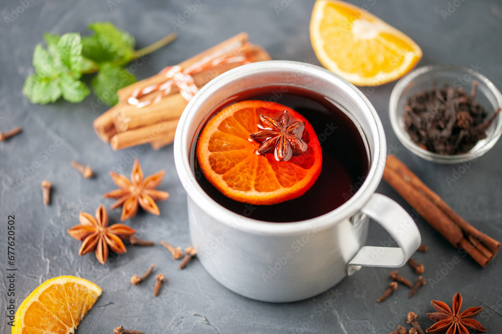 Jagertee - Austrian Hot Wine Punch. Alcohol christmas drink Jagertee - Austrian Hot Wine Punch. Alcohol christmas drink