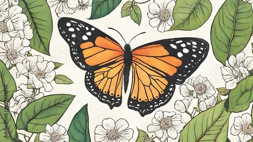 Illustration of a butterfly, highlighting its transformation and connection to nature. © AI ARTS