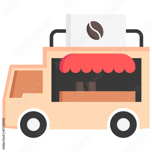 coffee truck multi color icon