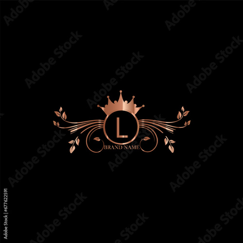 luxurious l letter logo design with golden color
