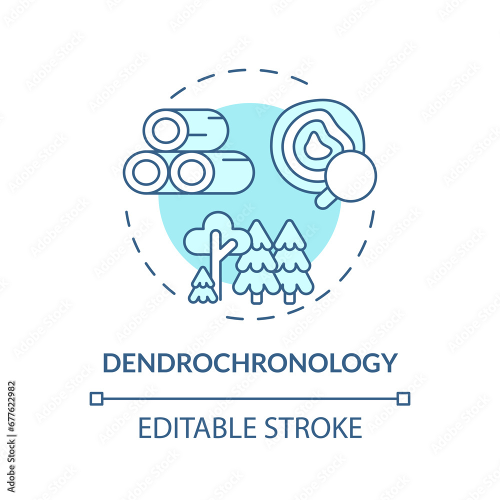 2D editable blue dendrochronology icon, monochromatic isolated vector, climate metrics thin line illustration. 2D editable blue dendrochronology icon, monochromatic isolated vector, climate metrics thin line illustration.