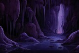 Illustration of a Fantasy Landscape with Ice cave and stalactites