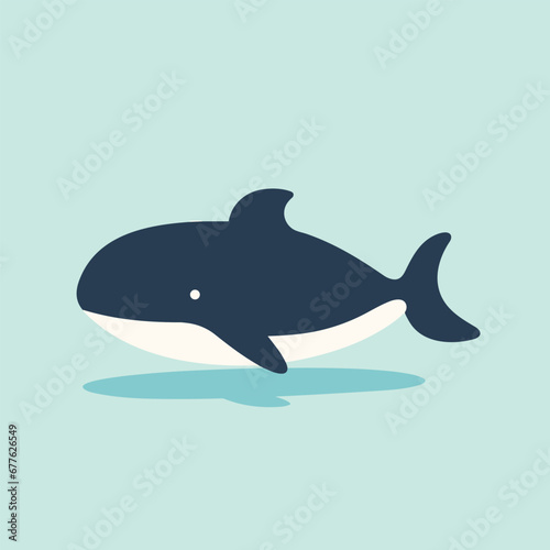 Whales protection organization filled colorful logo. Blue shark while sea wild life. Design element. Created with artificial intelligence. Ai art for corporate branding  pet shop startup