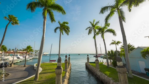 Port of Aruba with Cruise Ship leavening. Dutch Carribean