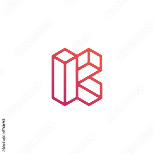 Modern Letter K and Building Logo Design