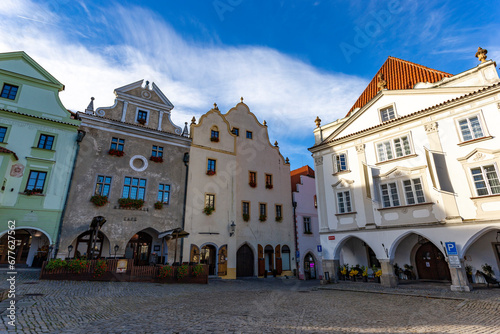 Main square of historic town Cesky Krumlov