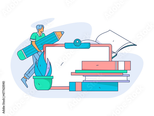 Education learning people flat vector concept hand drawn illustration 