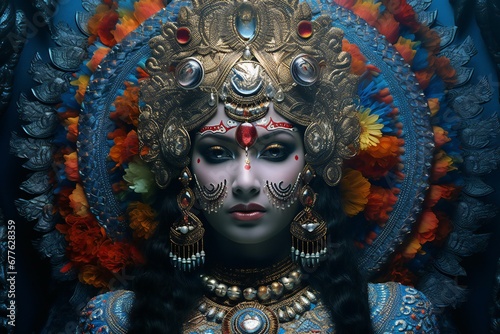 Beautiful woman with creative make up like Indian goddess Ganesha