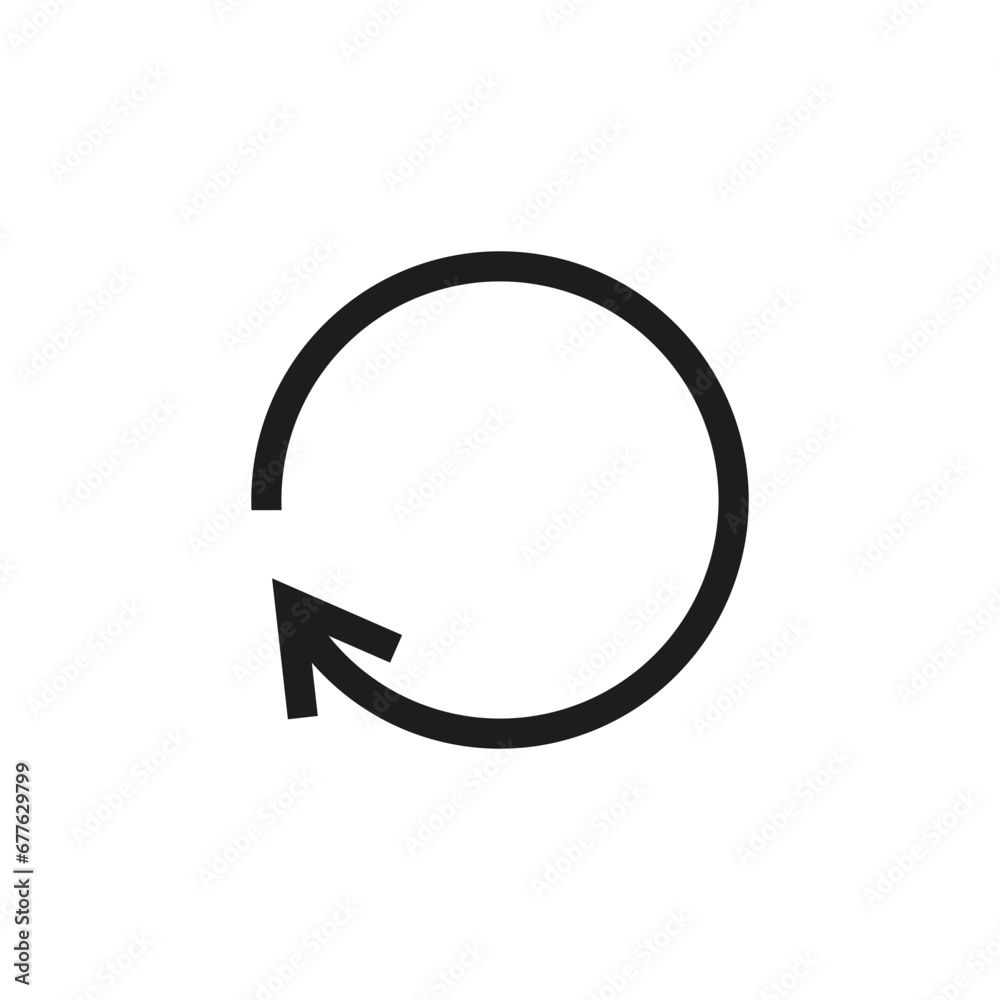 Round arrow. Rounded thin circle shape. Vector symbol. Round arrow. Rounded thin circle shape. Vector symbol.