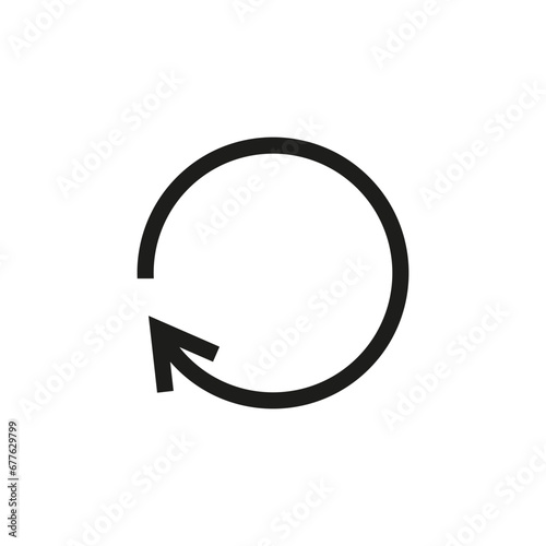 Round arrow. Rounded thin circle shape. Vector symbol. 