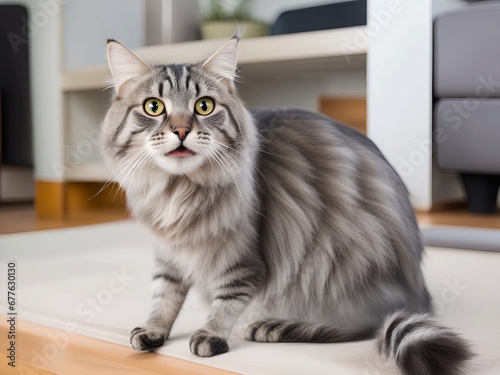 cute cat with a white fluffy fur © mansum008