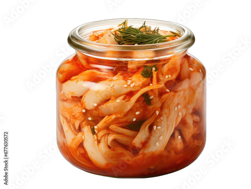 Kimchi in a Jar Isolated on Transparent or White Background, PNG photo