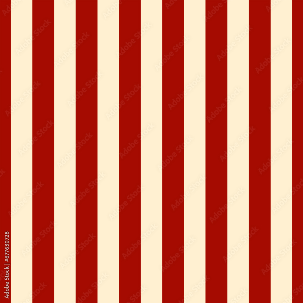 Naklejka premium Background of narrow straight vertical stripes in red and beige yellow colors. Seamless repeating stripy vector pattern. 