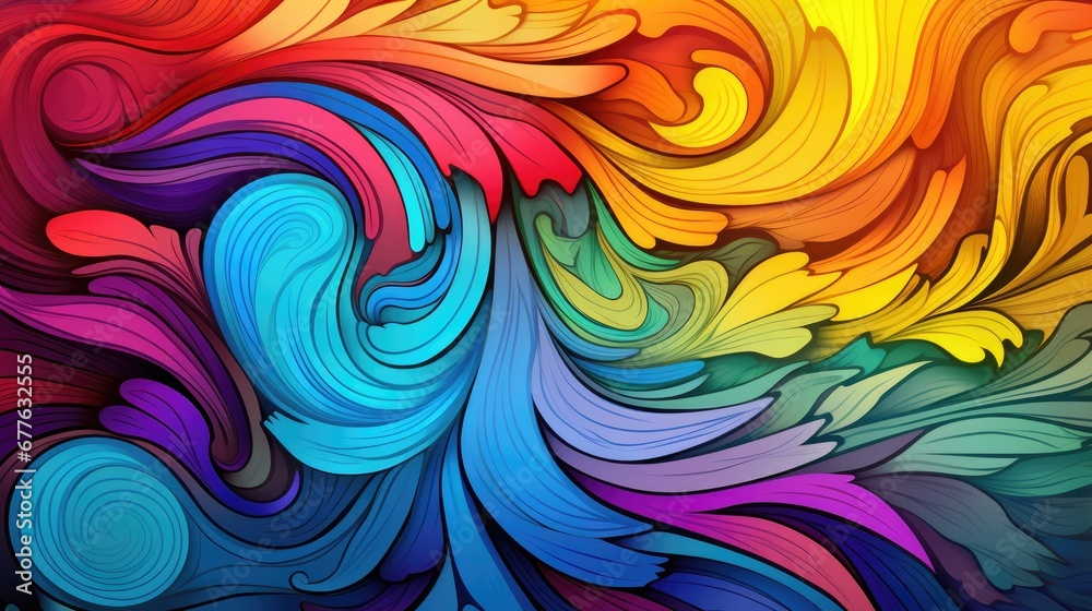 a multicolored abstract background with swirls and waves in the form of a rainbow - hued rainbow - hued rainbow - hued swirl on a black background. generative ai a multicolored abstract background with swirls and waves in the form of a rainbow - hued rainbow - hued rainbow - hued swirl on a black background. generative ai