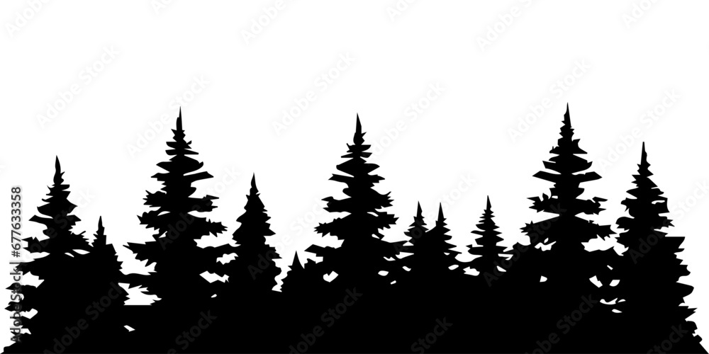 Forest vector silhouette illustration black color
