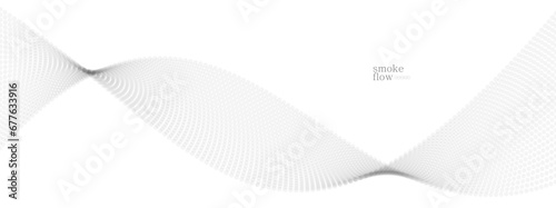 Vector abstract background with wave of flowing particles, smoke flowing light grey design, smooth and soft relaxing image.