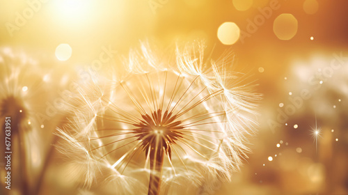 Dandelion with drops of dew